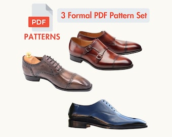 Set of 3 Formal Shoe Patterns - Sewing Patterns - Leather Shoes Templates