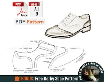 Toe Cap Oxford Patterns - Sewing Shoes Pattern - Men's Casual Footwear Pattern