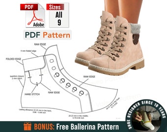 Digital Pattern, Boot 2 shoes PDF Women Laces all 9 sizes, Fashionable, DIY