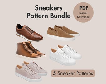 Sneaker Shoe Patterns Bundle – 5 Sneakers PDF Patterns for Shoemaking – Instant Download