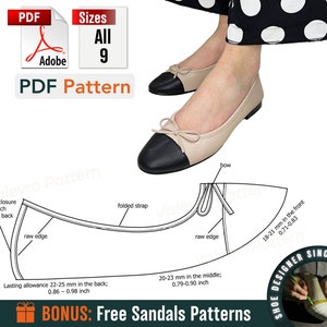 Patterns Ballerina PDF - Women&#39;s Ballerina Shoes - All 9 Sizes Patterns - PDF Sewing Shoes Patterns - Ballerina Shoe Pattern - DIY