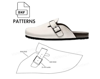 Men's Clog Sandal Pattern DXF: Leather Sewing Template, All 9 Sizes