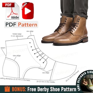 Patterns Men's Boots - Derby Boots Sewing Pattern - Men's Boots Pattern PDF - Sewing Boots Pattern PDF - Sewing Boots Video Tutorial - DIY