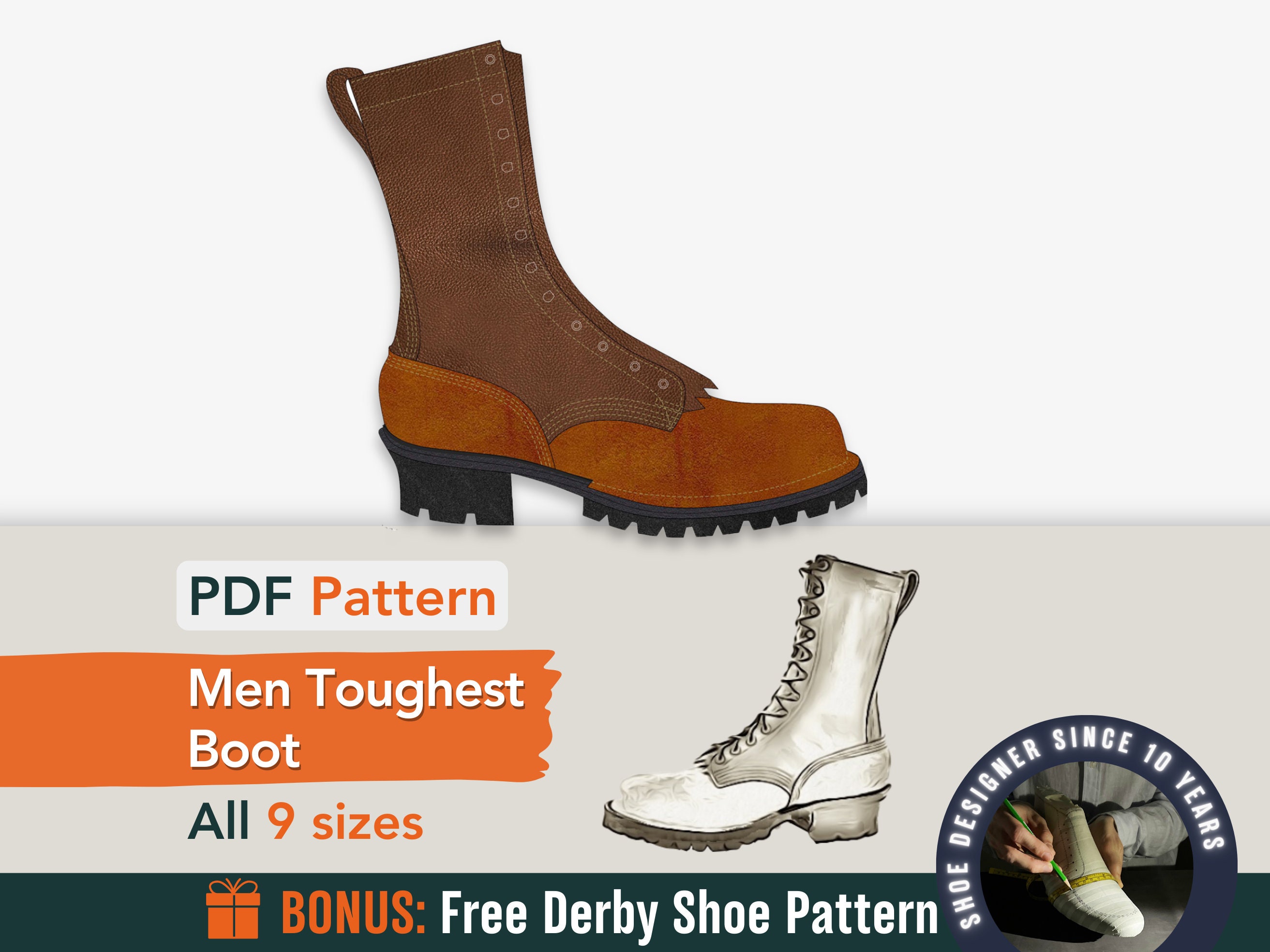 Work Boot Patterns Men's Work Boots Sewing Pattern: Toughest Boot Design (PDF Pattern ...