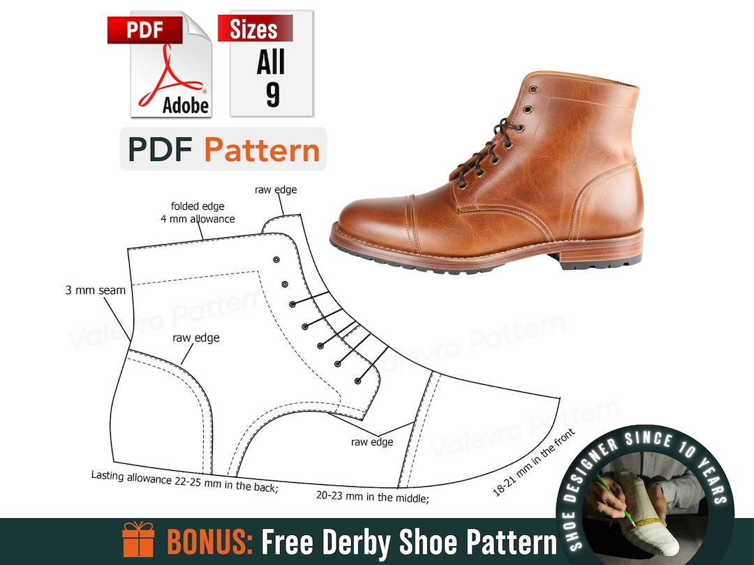 Boot Patterns Men's Derby Boots Sewing Pattern: DIY Boots (PDF) - Etsy