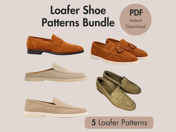 Loafer Shoe Patterns Bundle – 5 Men’s Leather Shoes PDF Patterns | Digital Download