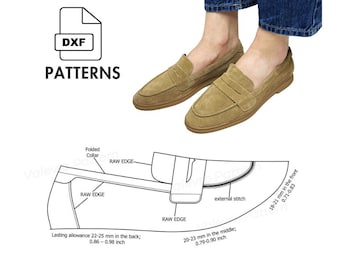 Modello DXF per mocassini: scarpe da donna, tutte le taglie EUR 34-42 (download digitale)