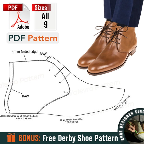 Patterns Boots Casual  - Sewing Shoes Patterns PDF - Leather Boots Pattern - Sewing Chukka Boot Pattern - Sewing Boots - Shoes Pattern - DIY