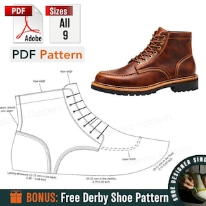 Moc Toe Work Boots Sewing Pattern PDF – Men’s Leather Service Boots - All Sizes (US 6.5–12.5)