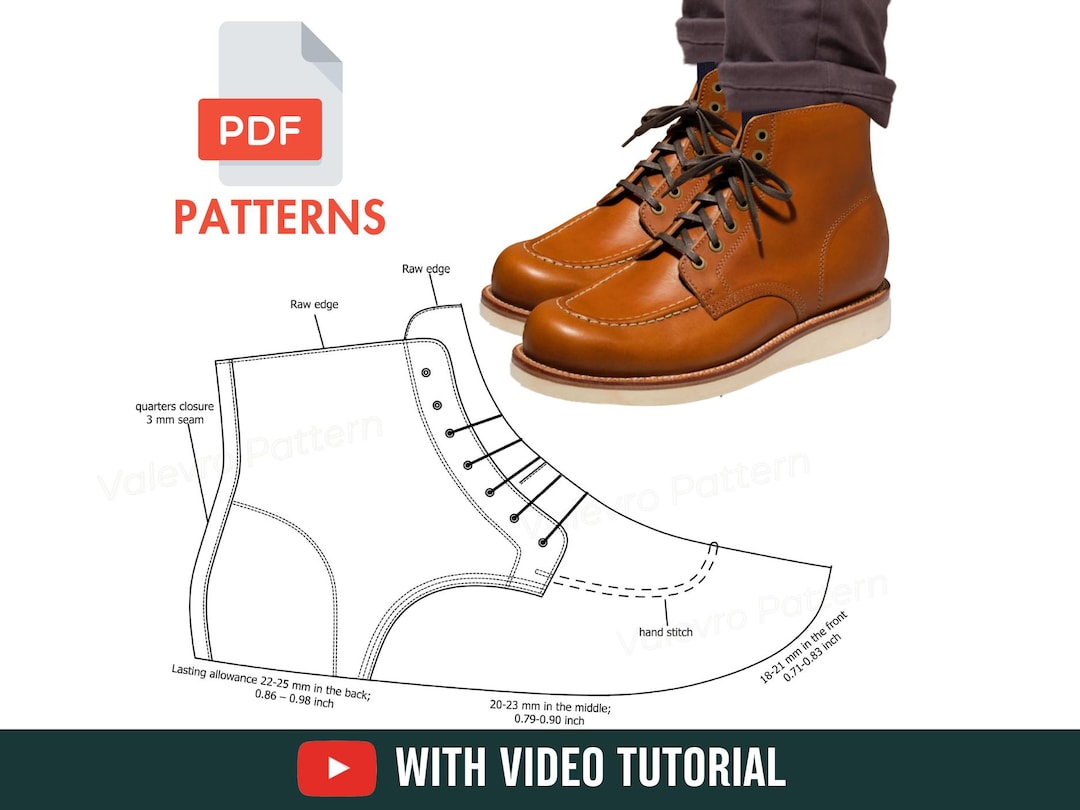 Patterns Moccasin Boots - Sewing PDF Patterns - Leather Boots Templates ...