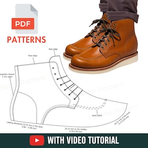 Patrones de Botas Mocasín - Patrones de Costura en PDF - Plantillas de Botas de Cuero - Con Videotutorial