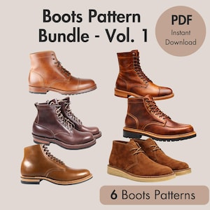 Men's Leather Boots Patterns Bundle – 6 Boot Shoe PDF Patterns for Shoemaking | Instant Download