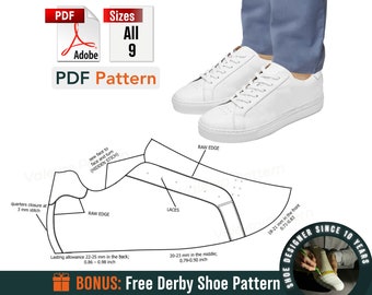 Patterns Sneakers PDF - Sewing Shoes Patterns - Men's Sneakers Patterns - Men's Sewing Patterns - PDF Sneakers with Laces - DIY Shoes