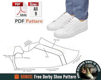 Patterns Sneakers PDF - Sewing Shoes Patterns - Men's Sneakers Patterns - Men's Sewing Patterns - PDF Sneakers with Laces - DIY Shoes