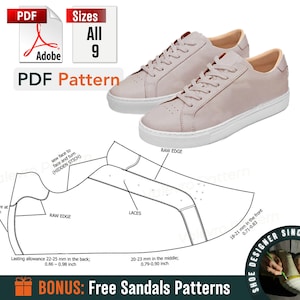 Patterns Sneakers PDF - Women Sneaker Shoes - All 9 Size Pattern - PDF Sewing Shoes Pattern - Sneakers Shoe Pattern - Footwear Pattern - DIY
