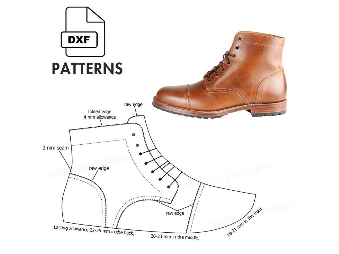 Men's Derby Boots Sewing Pattern DXF - 9 Sizes - Etsy