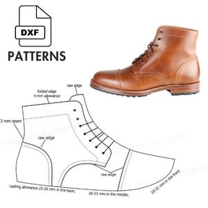 Patrón de costura DXF para botas Derby de hombre - 9 tallas