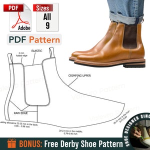 Patronen chelseaboots - patroon schoenen naaien pdf - patroon leren laarzen - patroon chelseaboot naaien - patroon elastische laarzen naaien - DIY