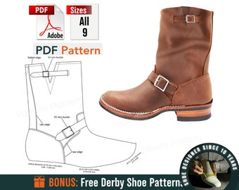 Engineer Boots Sewing Pattern PDF - Men's Sizes 39-47 (Digital Download)