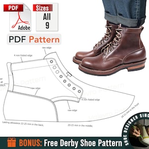 Digital Boots Pattern - Sewing Patterns - Shoe Templates - Men Boots Pattern - Shoes Sewing Pattern - Men Footwear Pattern - Work Boot - DIY