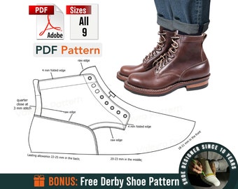 Digital Boots Pattern - Sewing Patterns - Shoe Templates - Men Boots Pattern - Shoes Sewing Pattern - Men Footwear Pattern - Work Boot - DIY