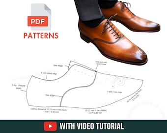 Modelli di scarpe Oxford - Modello di calzature in PDF - Modello di cucito per scarpe da uomo - Con tutorial video