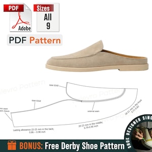 Mule Loafer PDF Sewing Pattern for Men – Leather Moccasin Template (All Sizes)
