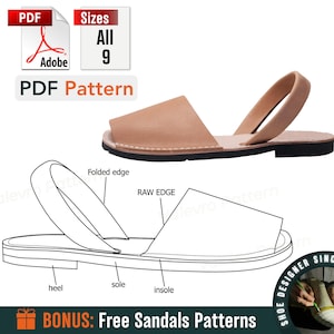 Patterns Sandals PDF - Women&#39;s Sandals Shoes - All 9 Size Pattern - PDF Sewing Shoes Pattern - Sandals Shoe Pattern - Footwear Pattern - DIY
