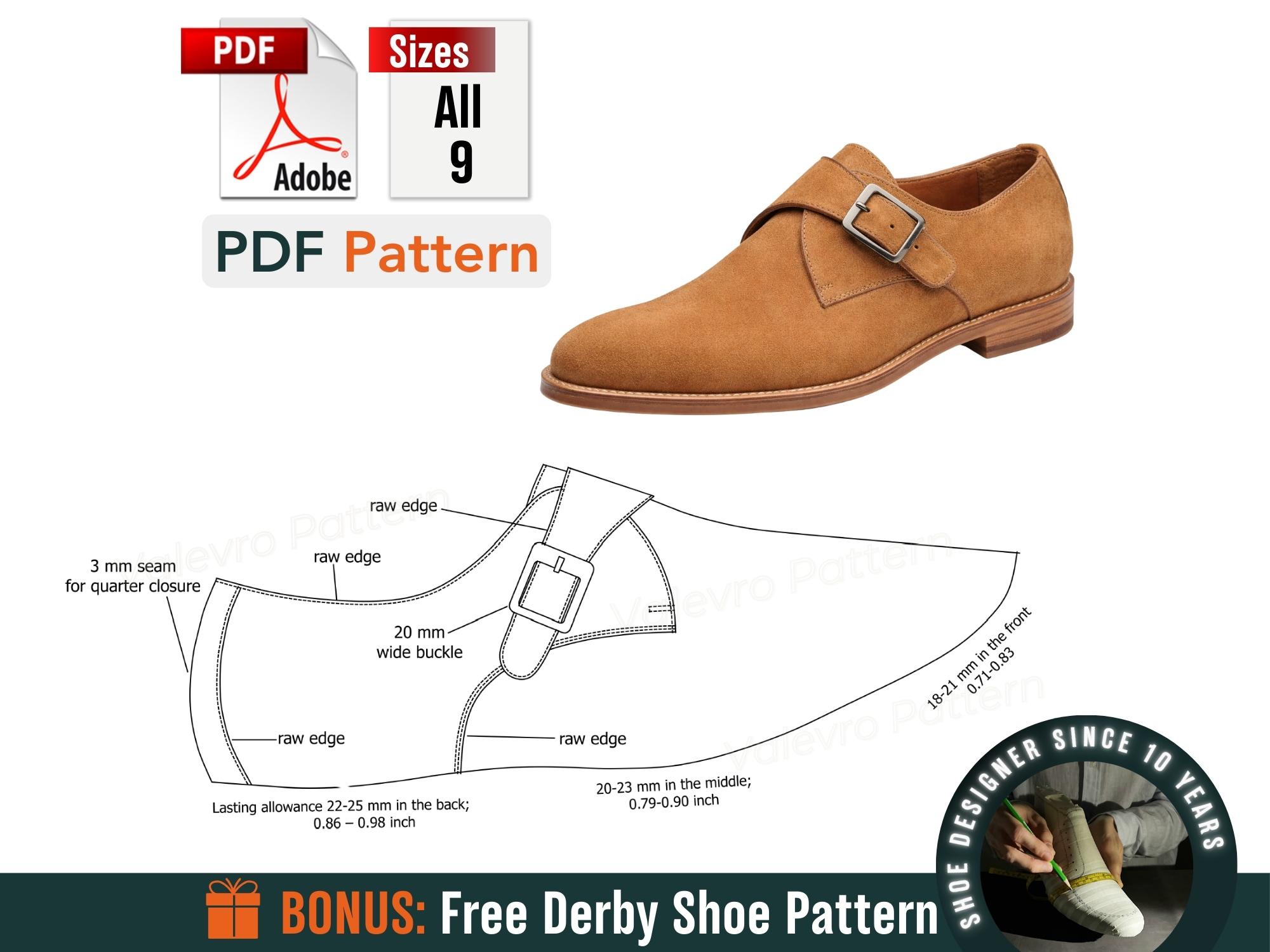 Single Monk Strap PDF Sewing Pattern for Men – Leather Shoe Pattern ...