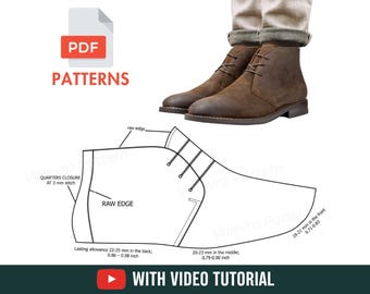 Chukka Stiefel - Nähschuhe Muster PDF - Leder Stiefel Muster - Chukka Stiefel Schnittmuster - Nähen Stiefel Video Anleitung - DIY