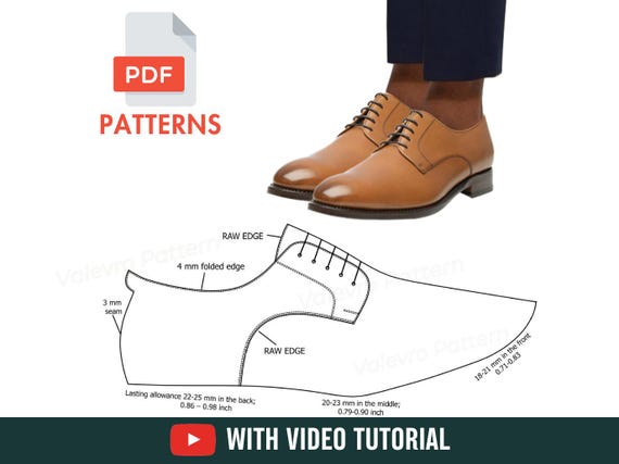 Patterns Derby Shoes PDF - Sewing Derby Shoes Pattern -  Sewing Patterns PDF - With Video Tutorial