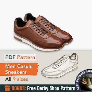 Patterns Sneakers - Low Top Trainers - Sewing Shoes Pattern - Men ...