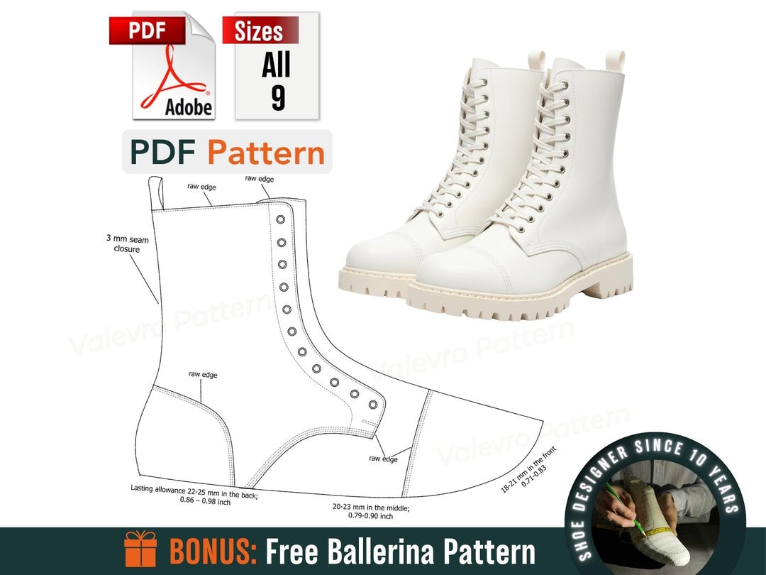 Combat Boots Sewing Pattern PDF: Women's Sizes 34-42 - Digital Download ...