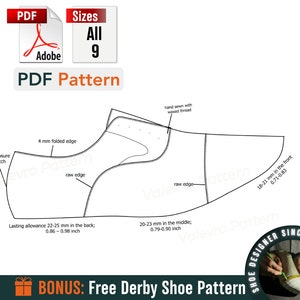 Patterns Oxford Toe Cap - Herrenschuh Schnittmuster - PDF Schuhe Nähmuster - Herrenkleidschuh Schnittmuster - Nähschuhe Vorlage - DIY Schuhmacher