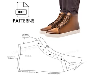 Patrón DXF de zapatillas altas: Costura de zapatos para hombre (Tallas 39-47 EUR)