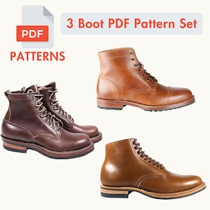 Conjunto de 3 patrones de botas en PDF - Patrones de costura - Plantillas para botas de cuero