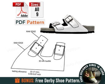 Men's Sandals PDF Pattern: Leather Shoes Sewing Template (Sizes US 6.5-13)