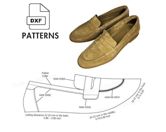 Men's Loafer DXF Pattern: All Sizes, DIY Sewing Shoe