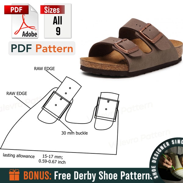 Digital Patterns PDF - Men Sandals - Shoes all 9 Sizes - Leather Shoe Patterns - PDF Sewing Shoes - Sandals Templates - DIY Sandals