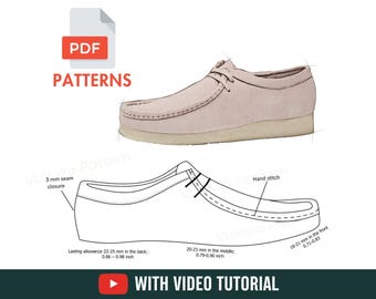 Modello di cucito per scarpe mocassino in pelle: taglie da donna (modello PDF) - con tutorial video