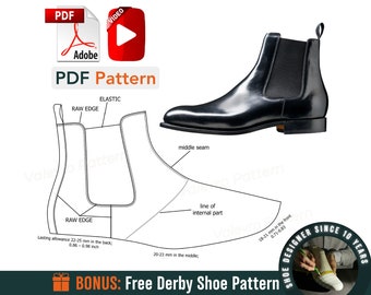 Patterns Boots Chelsea - Sewing Shoes Pattern PDF - Leather Boots Pattern - Sewing Chelsea Boot Patterns - Sewing Boots Video Tutorial - DIY
