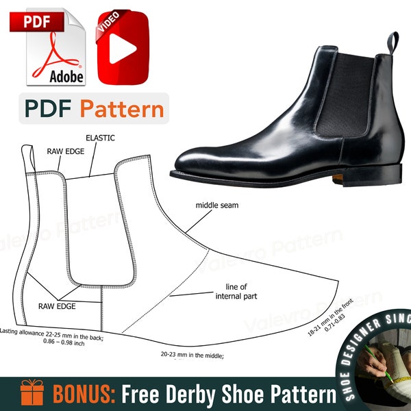 Patterns Boots Chelsea - Sewing Shoes Pattern PDF - Leather Boots Pattern - Sewing Chelsea Boot Patterns - Sewing Boots Video Tutorial - DIY