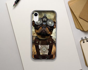 Steampunk Dog Biodegradable Phone Case Aesthetic Cover for Apple iPhones