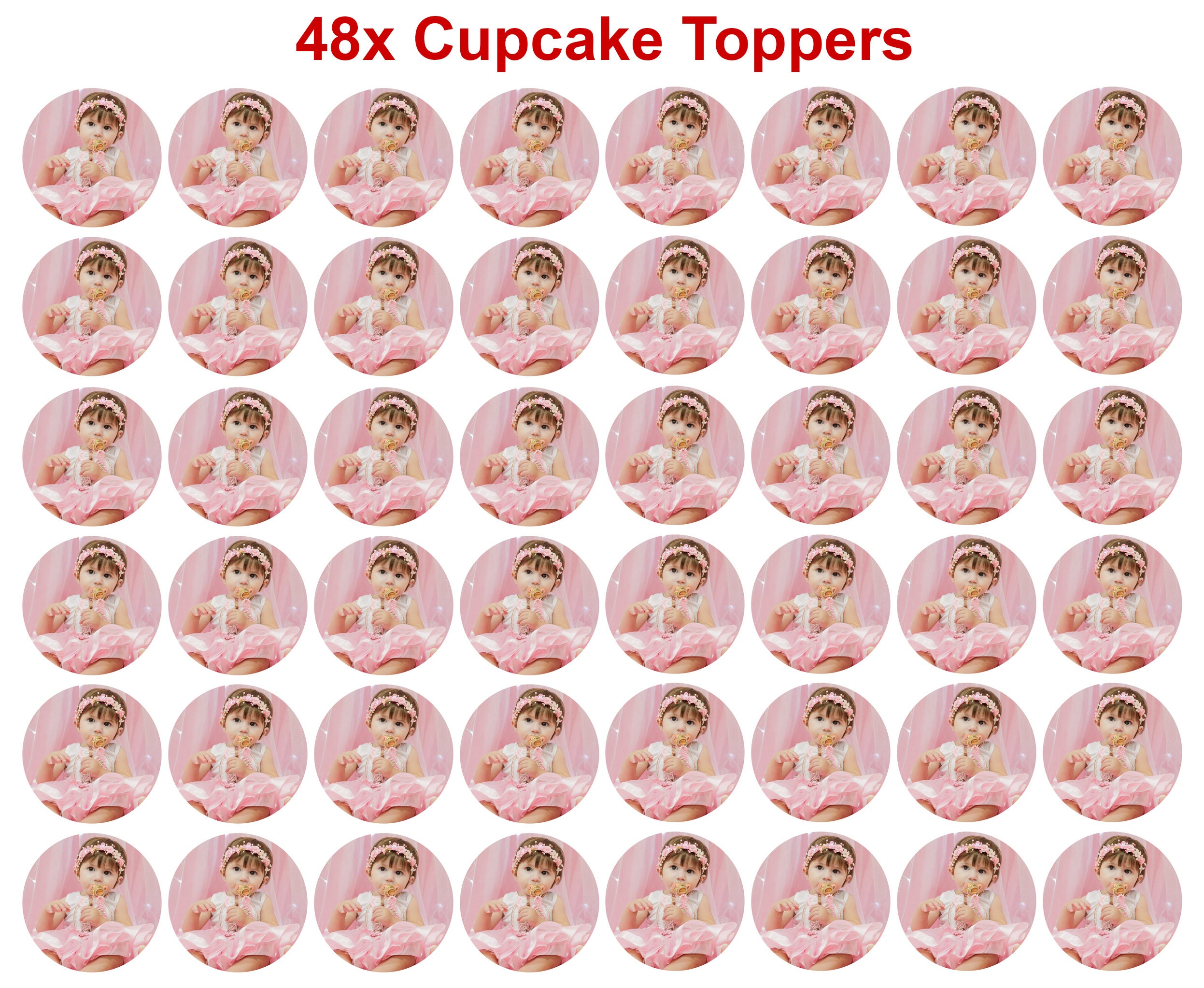 48x Edible Personalised Cupcake Toppers Wafer Fairy Cake Birthdays Pre ...