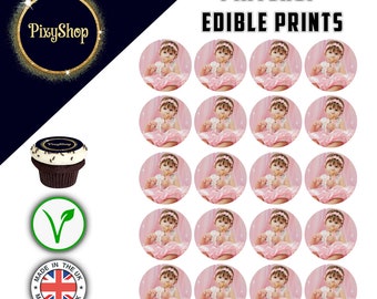 48x Edible Personalised Cupcake Toppers Wafer Fairy Cake Birthdays Pre Cut