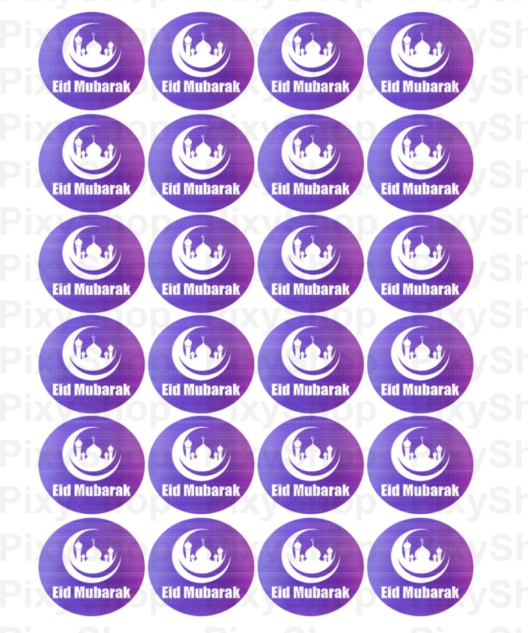 24x Edible Eid Mubarak Cupcake Cake Toppers Decorations Icing or Wafer