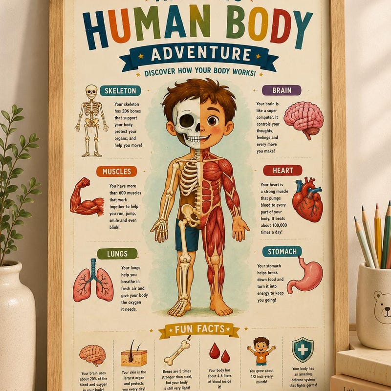 Kids Human Body Poster - Etsy