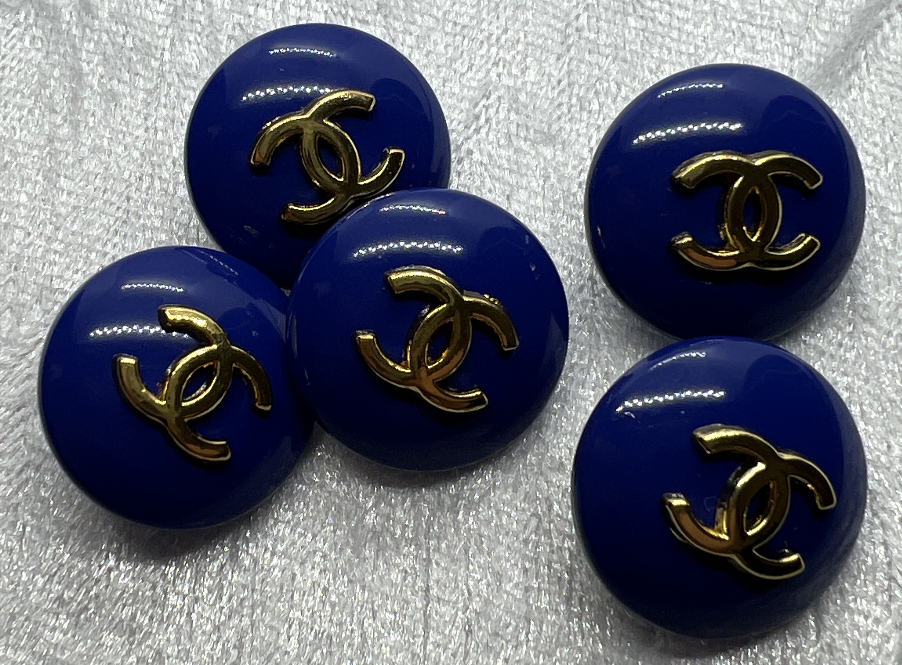 Blue Chanel Button Earrings