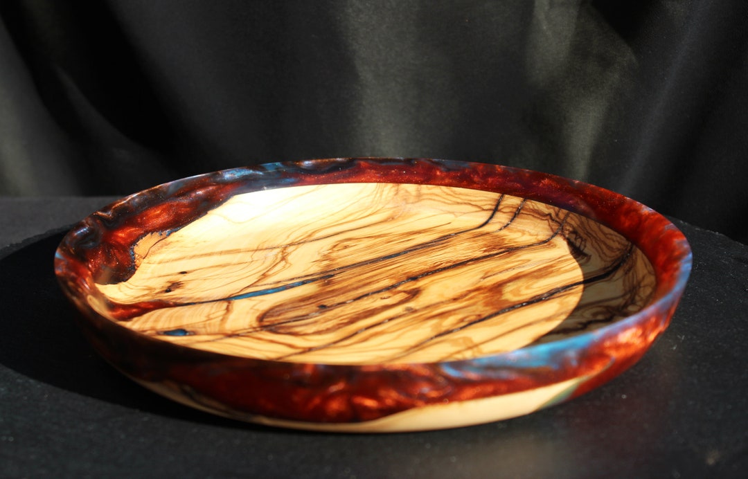 Handcrafted Epoxy Resin Wooden Bowl Blue and Brown Epoxy Etsy