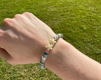 Rainbow Clay Bead Bracelet